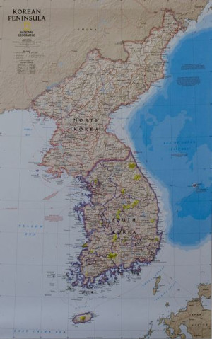 Półwysep Koreański Mapa Ścienna Arkuszowa Nat Geo