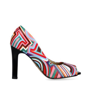 Czółenka peep toe wielokolorowe wzory 40