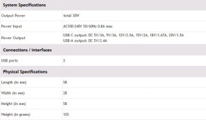 Ładowarka sieciowa ALTHEA01B 30W USB PD Charger