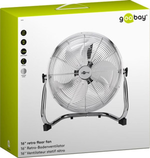 Wentylator podłogowy 16" 90W Goobay metalowy chrom
