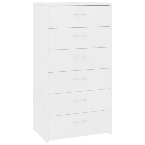 Komoda z 6 szufladami, biała, 50 x 34 x 96 cm, płyta wiórowa
