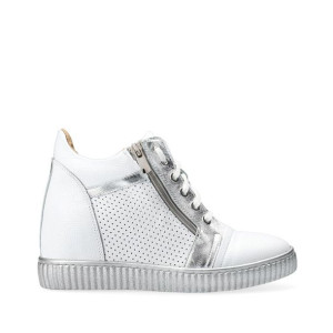 Sneakersy biało srebrne na koturnie 39