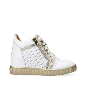 Sneakersy biało złote na koturnie 36