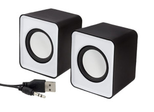 Mini głośniki komp  2x3W USB białe