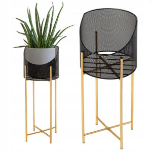 Kwietnik Metalowy Stojak Pod Donicę Złoty 66 Cm