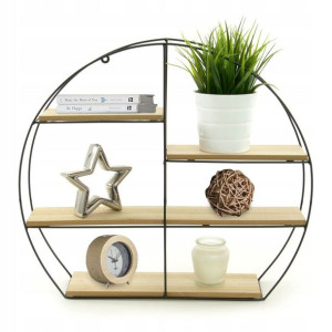Półka ścienna metalowa drewniana Czarna Loft