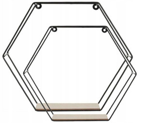 Półki Ścienne Loft Metalowa Czarna Plaster Miodu