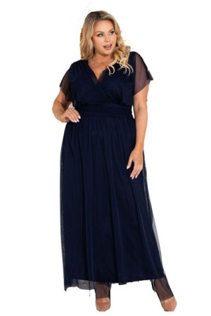 Sukienka MANUELA siatka granatowa 48 PLUS SIZE