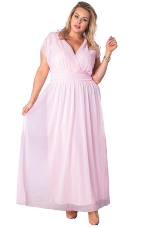 Sukienka MANUELA siatka puder róz 56 PLUS SIZE