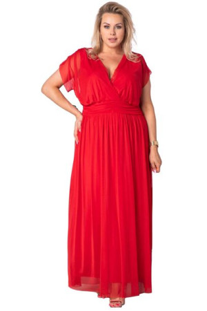 Sukienka MANUELA siatka czerwona 50 PLUS SIZE