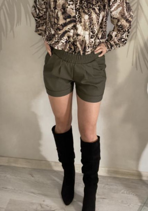 Elena Szorty z eko skóry - khaki