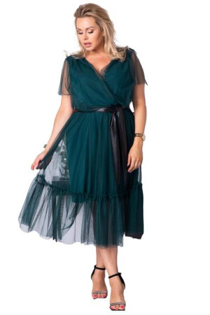 Sukienka ASIA siatka rozkl butelk. zieleń 52 PLUS SIZE