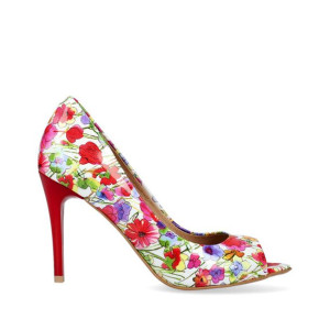 Szpilki peep toe w kwiaty 38