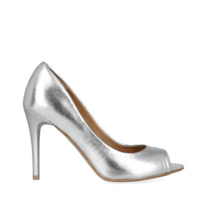 Szpilki srebrne peep toe 36