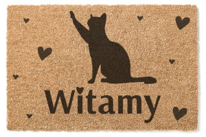wycieraczka kokosowa personalizowana WITAMY koty 1