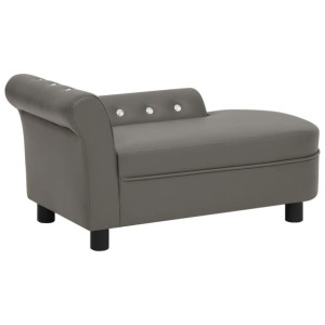 Sofa dla psa, szara, 83x45x42 cm, sztuczna skóra