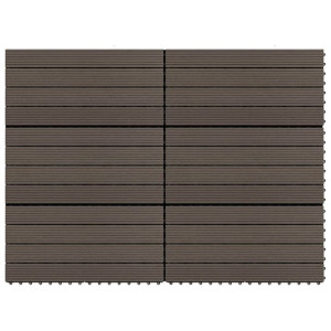 Płytki tarasowe, 6 szt., WPC, 60x30 cm, 1,08 m², ciemny brąz
