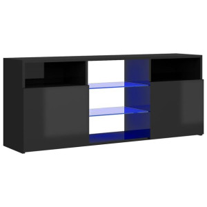 Szafka TV z oświetleniem LED, czarna, połysk, 120x30x50 cm