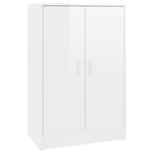 Szafka na buty, biała z połyskiem, 60x35x92 cm, płyta wiórowa