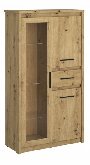 Witryna podwójna szklana loft dąb artisan LEORI