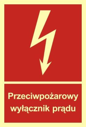 Znak - Przeciwpożarowy wyłącznik prądu BB012 Przeciwpożarowy wyłącznik prąd