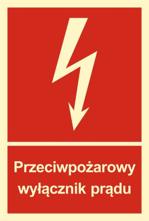 Znak - Przeciwpożarowy wyłącznik prądu BB012 Przeciwpożarowy wyłącznik prąd