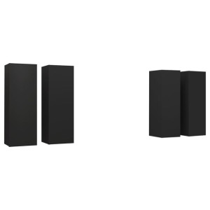 Szafki TV, 4 szt., czarne, 30,5x30x90 cm, płyta wiórowa
