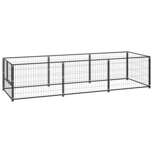 Kojec dla psa, czarny, 3 m², stalowy