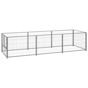 Kojec dla psa, srebrny, 3 m², stalowy