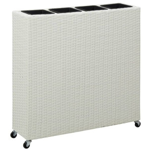 Podwyższona donica z 4 wkładami, 80x22x79 cm, rattan PE, biała