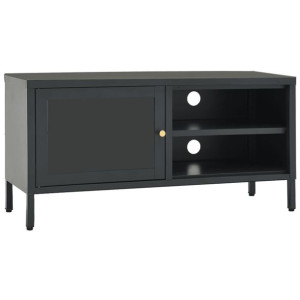 Szafka pod telewizor, antracytowa, 90x30x44 cm, stal i szkło