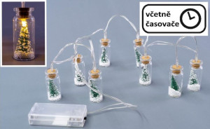 Ozdobny świąteczny łańcuszek - 8 diod LED, mini szklanki z d