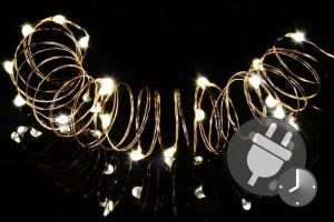 Łańcuch oświetleniowy świąteczny MINI 50 LED z timerem - ciepły biały kolor