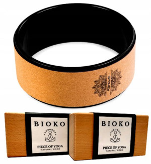Kostki Do Jogi 2szt + Koło Do Jogi Korkowe Spokey