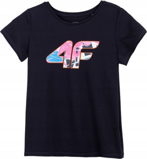 T-shirt Dziewczęcy 4f Hjl21-jtsd015a Granat