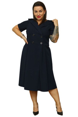 Sukienka KATARZYNA dwurzędowa granat 56 PLUS SIZE