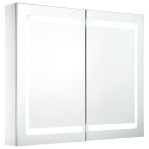 Szafka łazienkowa z lustrem i LED, 80 x 12,2 x 68 cm