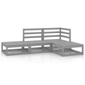 4-cz. zestaw mebli wypoczynkowych do ogrodu, szary, sosnowy