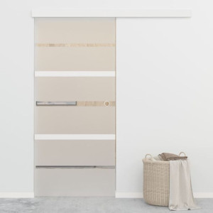Drzwi przesuwne, ograniczniki, szkło ESG i aluminium, 90x205 cm