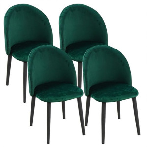 4 krzesła DENWER VELVET zielone, nogi czarne