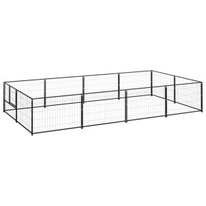 Kojec dla psa, czarny, 8 m², stalowy