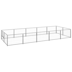 Kojec dla psa, srebrny, 10 m², stalowy