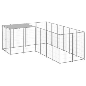 Kojec dla psa, srebrny, 4,84 m², stalowy