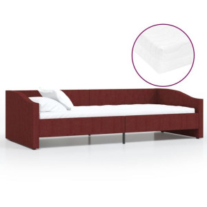 Łóżko dzienne z materacem i USB, winna czerwień, 90x200 cm