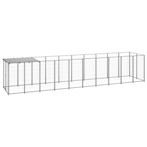 Kojec dla psa, srebrny, 6,05 m², stalowy