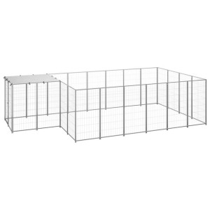 Kojec dla psa, srebrny, 8,47 m², stalowy