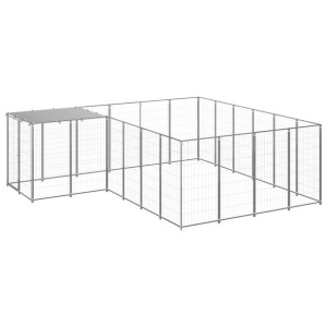 Kojec dla psa, srebrny, 8,47 m², stalowy