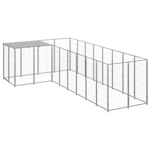 Kojec dla psa, srebrny, 6,05 m², stalowy