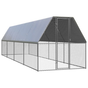Klatka zewnętrzna dla kurcząt, 2x8x2 m, stal galwanizowana