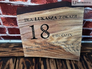 Drewniana deska kartka 18 urodziny PERSONALIZACJA